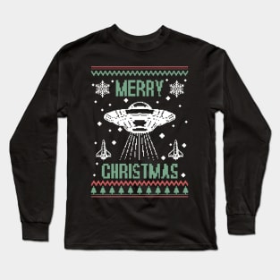 Merry Christmas with aliens Long Sleeve T-Shirt